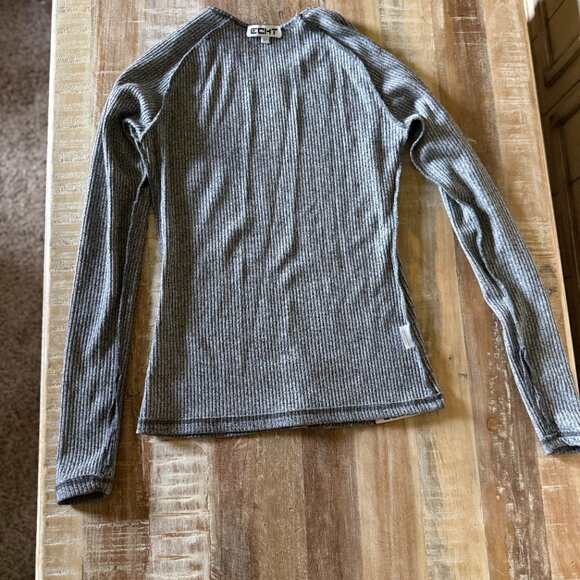 ECHT Ribbed Gray Long Sleeved Fitted Top - Medium - Picture 6 of 7